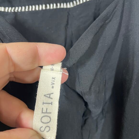 Sofia by Vix Medium Jodie Sheath Dress Swim Cover Up Black Pom Spaghetti Straps - Picture 9 of 9